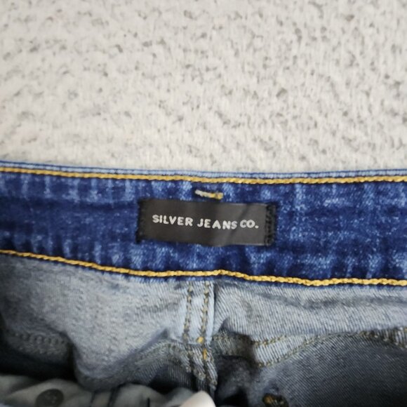 Silver Jeans Womens 30x29 Blue Curvy Avery Straight Leg Stretch Dark Wash Faded - Picture 8 of 11